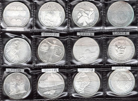 Německo, soubor mincí, zachovalost dle stavu, roky ex 1995 - 2001