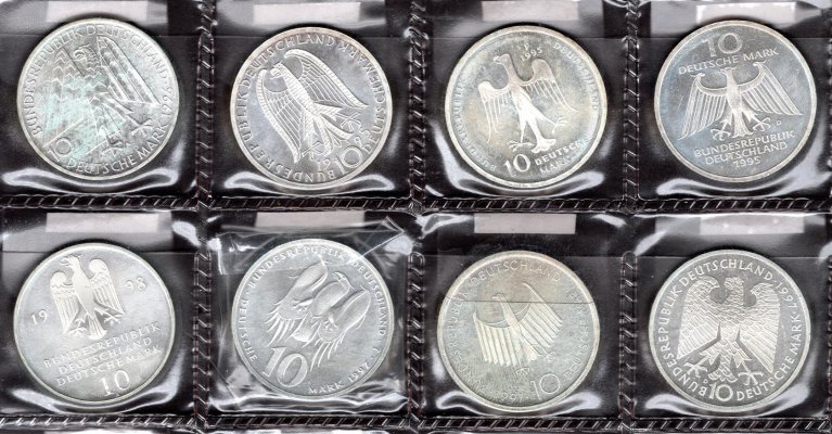 Německo, soubor mincí, zachovalost dle stavu, roky ex 1995 - 2001