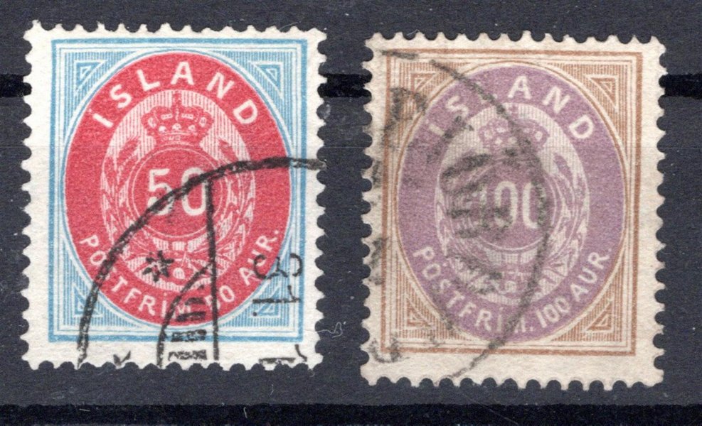 Island - Mi. 16 - 17 A, číslice s korunou, kat. 225,-