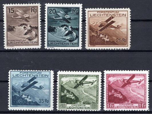 Liechtenstein - Mi. 108 - 13, letecké, svěží kompletní řada, kat. 640,- Eu