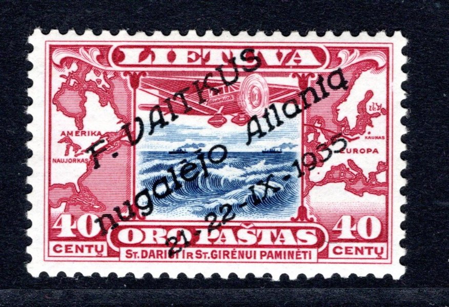 Litva -  Mi. 404  Atlantický let, vzácná a hledaná známka, sign., katalog 600,- Euro