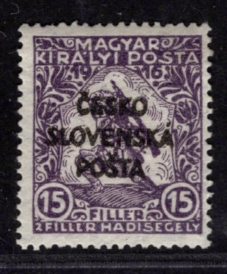 RV 153,  15 f fialová,  Šrobárův přetisk - válečné , zkoušeno Vrba a další 
