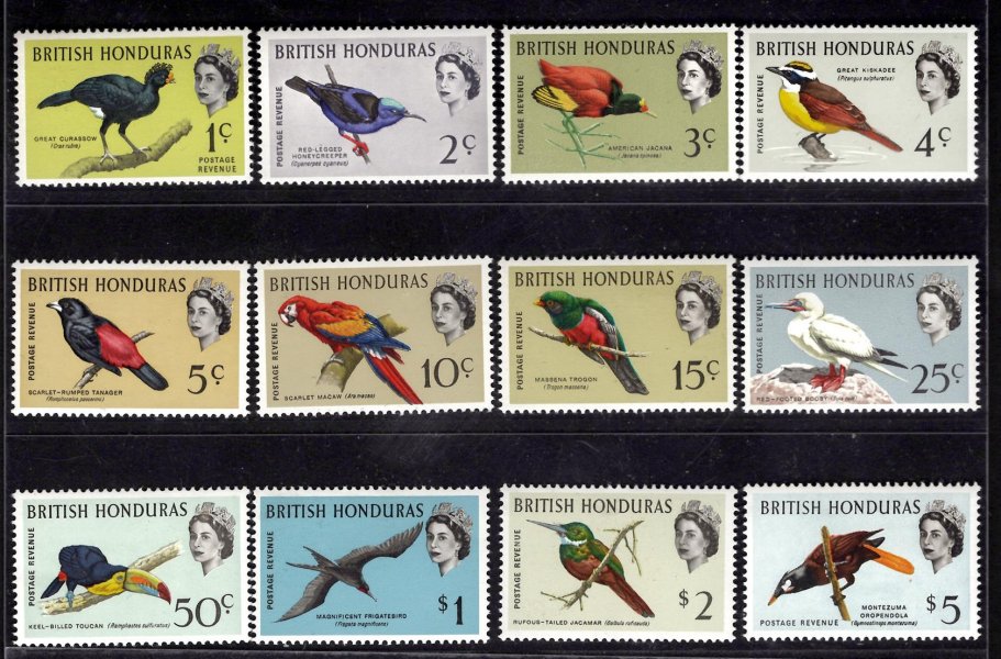 British Honduras - SG 202 - 13, Alžběta, ptáci, kompletní řada