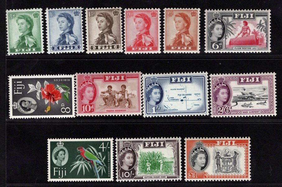 Fiji - SG 298 - 310, Alžběta, kompletní řada, 2 x nečistota