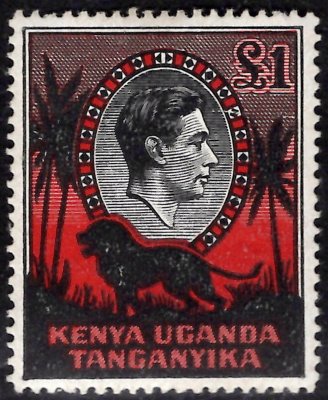 Kenya, Uganda, Tanganyika - SG 123, Jiří VI, koncová hodnota, flíček, lev
