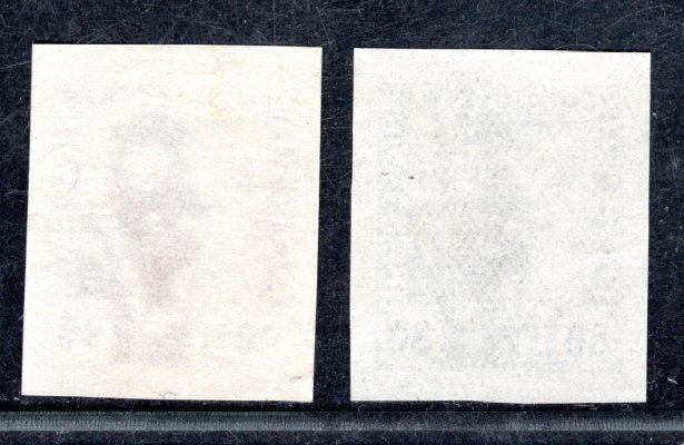 162  - 163 ZT - nezoubkované  zkusmé tisky, obrácené barvy, nezoubkované známky 