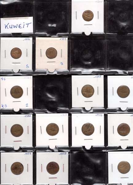 Lot 13, mincí KUVAJT 1967-1990 fils, oběžné mince, průřez daného období, rozprodej sbírky