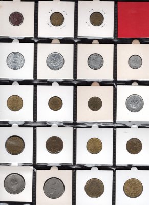 Lot 19 mincí Tunisko 1941-2005 centimy, milim, dinár,oběžné mince, průřez daného období, rozprodej sbírky