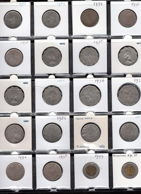 Lot 40 mincí Hong Kong kolonie 1933-1995 centy a dolary,koloniální mince od George V.-Alžběta II.