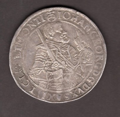 1 Tolar SD Sasko Drážďany Johan Georg I,KM#132,Schnee#818 Ag 29g,45mm patina