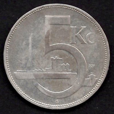  5 Koruna ČSR 1932, KM#11 Ag.700 12g, 34/1,6mm 