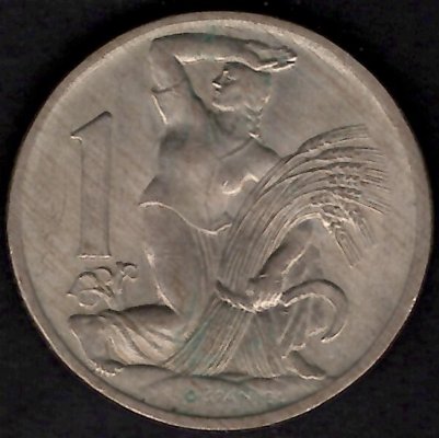  1 Koruna ČSR 1937, KM#4 CopperNickel , 6,66g,25/1,9mm