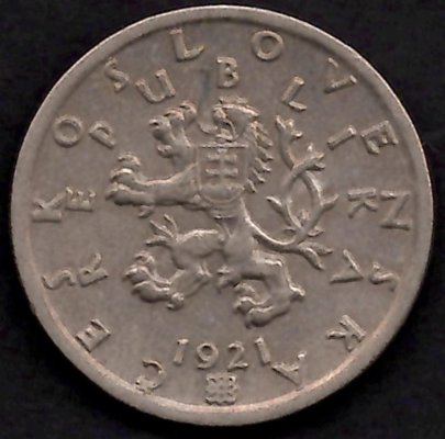 50 Haléřů ČSR 1921, KM#2 CopperNickelm5g,22mm