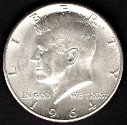 1/2 dolar 1964 Kennedy Half Dollar, KM#202 Ag.900, 12,5g,30,61mm