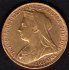 Sovereign 1898 V.Británie Královna Victorie, KM#13 Au.917 7,988g 22,05/1,52mm  královna se smutečním závojem