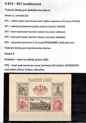 A 853 - 857  B; Praga 1955; zoubkovaný G2/K