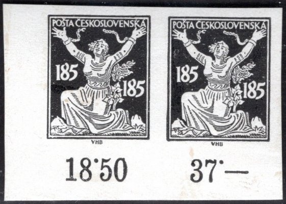 160 ZT, černotisk, papír známkový s lepem, levá dolní rohová dvoupáska s počítadly, 185 h