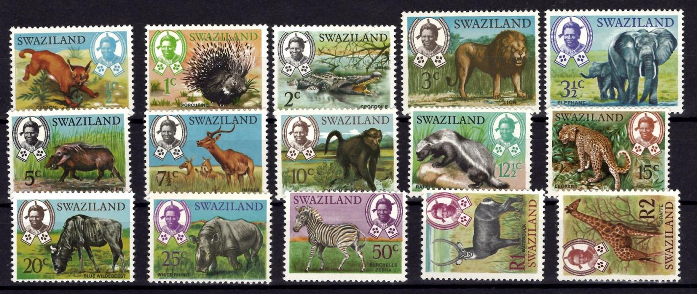 Swaziland - Mi. 160 - 74, výplatní řada, fauna