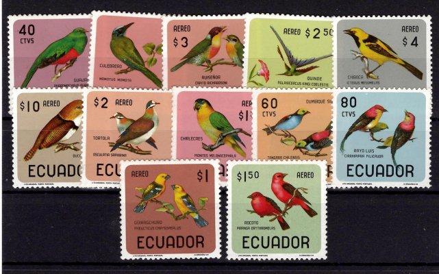 Ecuador - Mi.1230 - 41, výplatní řada, fauna, ptáci