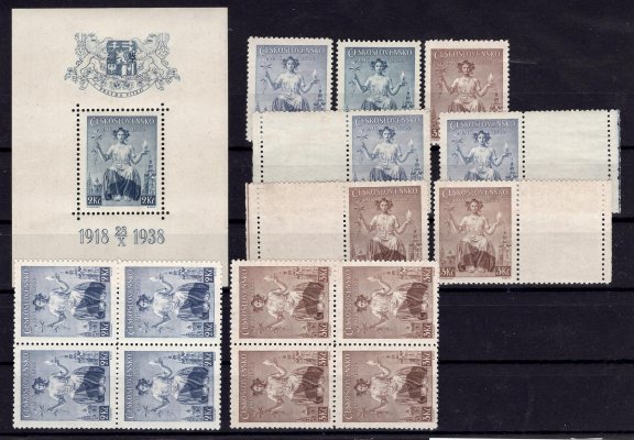 347 A,348 - 9, výročí čs. známky, řada, 4bloky, kupóny levé a pravé