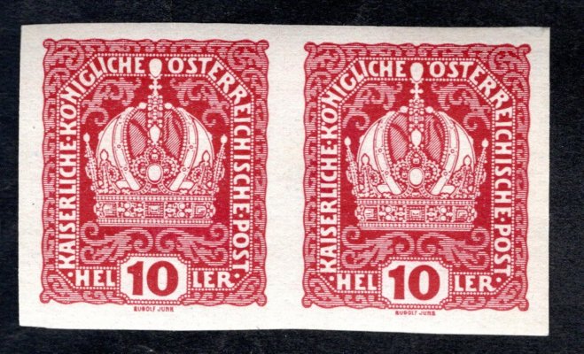 Rakousko - ANK 188 U, nezoubkovaná dvoupáska, císařská koruna 10 h, atest Soeckinck