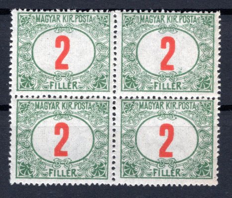2 filler - červené číslo  maďarsko ; 4 - blok  - Michel P 37  -  pofis 132 