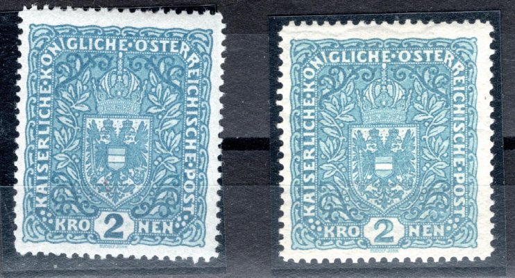 204 I, 204 II, 2 kusy, 2 K světle modrá, úzký a široký formát, kat. cena 1300 Kč  