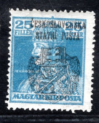 RV 127, Skalický přetisk, Karel, modrá 25 f, zk. Gilbert, Vrba