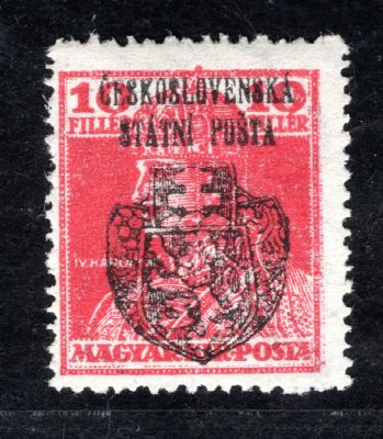RV 125, Skalický přetisk, Karel, červená 10 f, zk. Gilbert, Vrba