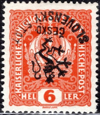 RV 45 PP, Marešův přetisk (Hlubocké vydání), převrácený, oranžová 6h, zkoušeno, Mareš, Lešetický
