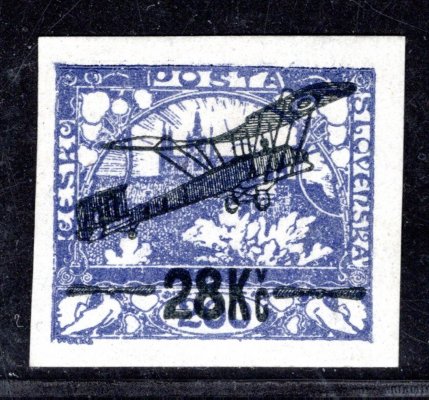 ZT, letecké, 28Kč/200h, modrá, přetisk modročerný, zkoušena Gilbert, tmavý sytý odstín základní známky