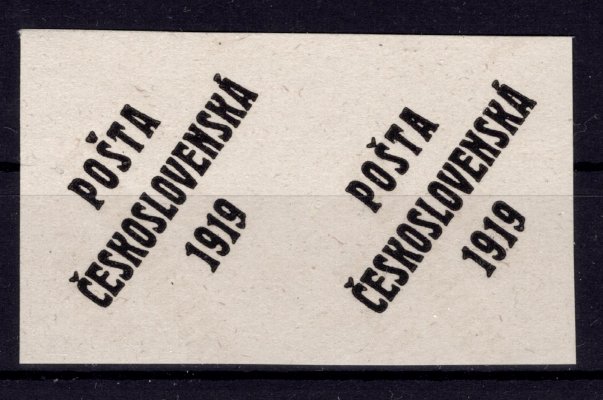 PČ 1919, Přetisk E,  otisk přetisků na lístku papíru, typ I+ II, zkoušeno Vrba