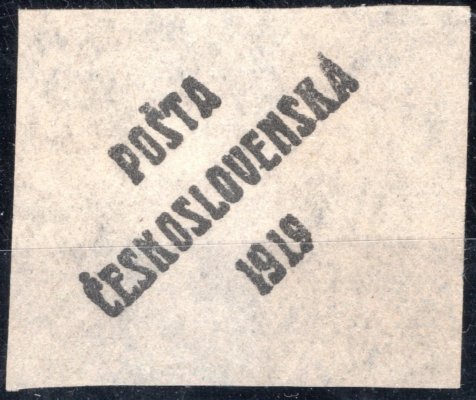 Přetisk D, ZT, PČ 1919,  typ II, otisk štočku na lístku papíru  