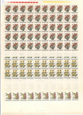 2930-2932 Zahradní Květy, PA (50), kompletní archy deska A + B, obsahují  čísla  + data tisku 13.X.89, 2.II.90, 11.I.90