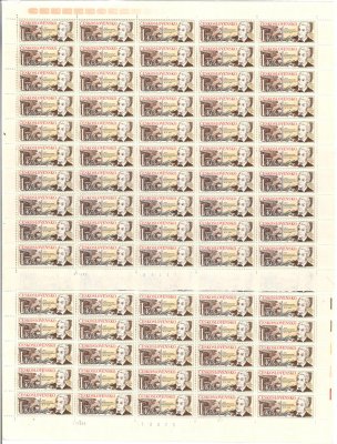 2920 Den čs. poštovní známky, kompletní 50kusové archy deska A + B, PA 31.VIII.89, 7.I.89