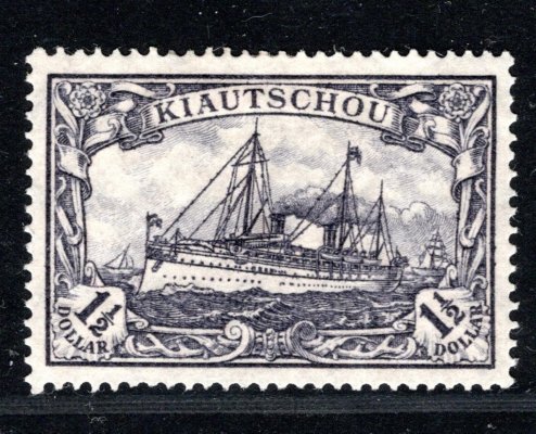 Kiautschou  Mi. 36 IIB (25:17), 1 1/2 $, fialovočerná, katalog 25,- Euro