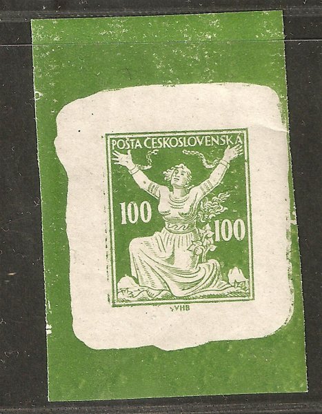 ZT OR 100 h zelená ze soutisku na známkovém papíru s lepem
