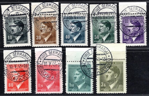 Zbraslav nad Vltavou - sestava přetisků na známkách A.H. , razítkované známky se vyskytují zřídka