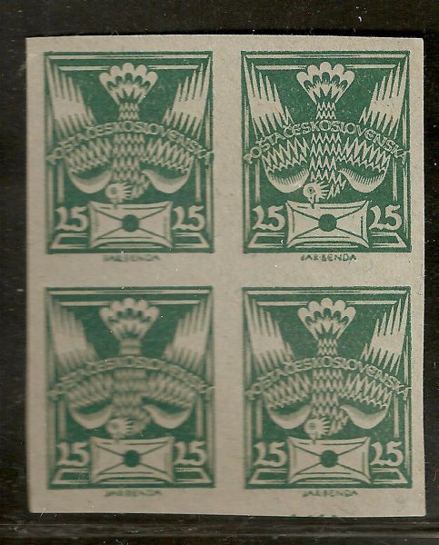 149 ZT  čtyřblok v zelené barvě na obyčejném nazelenalém papíru
