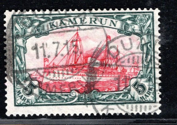 Kamerun  Mi. 25 IA,  5 Marek červená,  katalog 4800,- Euro, hledaná známka, chybí ve většině sbírek