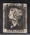 Anglie  SG 2,(Mi.1) 1 penny šedočerná, razítko černý maltezský kříž, písmena L- H, plný střih, hezká