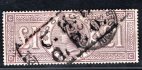 Anglie 1884  SG 188 (Mi.85), 1 Libra hnědofialová, Viktorie, černé rámečkové + denní  poštovní razítko, škrt červenou tužkou, mimořádná a hledaná známka ve velmi dobré kvalitě