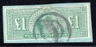 Anglie 1902  SG 266 (Mi.118 A),1 libra zelená, Eduard VII, velmi hezká a hledaná známka na výstřižku