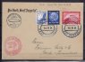 1934 / Let-lístek do Brazílie vyfr. mj. zeppelinovou zn. 1RM, Mi.455, podací DR GRAFZEPPELIN 14.10.34, modrý kašet letu, červené potvrzovací razítko DEUTSCHE  EUROPA, na zadní straně příchozí DR  16.X.34