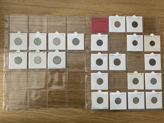 Lot 44 mincí SVAZIJSKO 1974-2008, cent, lilangeni, oběžné mince, průřez daného období, rozprodej sbírky