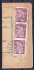 165 A, ústřižek průvodky vyplacený třípáskou 200 h fialová s velikým posunem perforace do obrazu známek