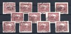 Sestava razítkovaných známek 500 h z TD 2, celkem 11 kusů, pěkné okraje 