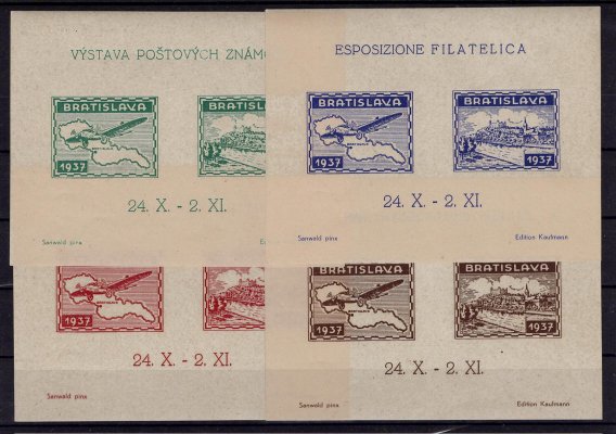 propagační aršíky k výstavě Bratislava 1937, 4 ks, různé barvy
