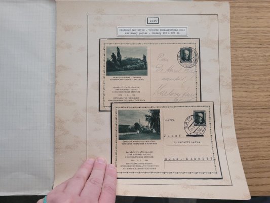 1934, 15. výročí připojení k podkarpatské Rusi, kompletní sada 8 ks použitých obrazových celin COV 52. 1 x archivní otvor, Jasiňa - Huculové, 3 x razítko z podkarpatské Rusi, 5 x Žatec - SAAZ 1934, katalogová cena 21 500 Kč 