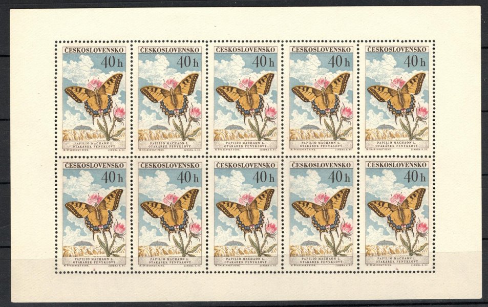 1220;  PL (10) 40 h Motýl, slabé rámečky modrá tmavší, deska B1.1a